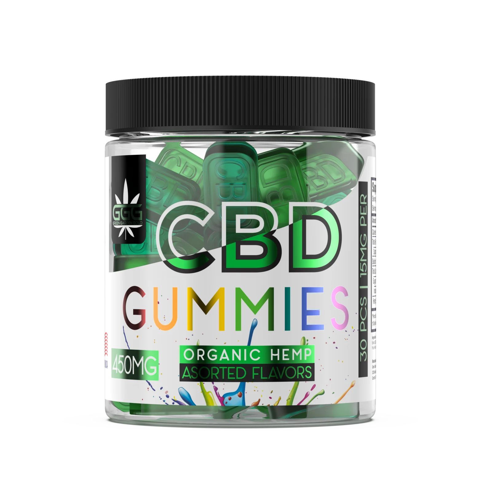 Photorealistic 3D render of CBG gummies supplement packaging by Arc Studio