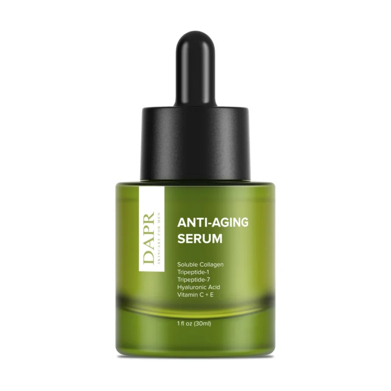 Photorealistic 3D hero render of Dapr skincare product with glass material by Arc Studio