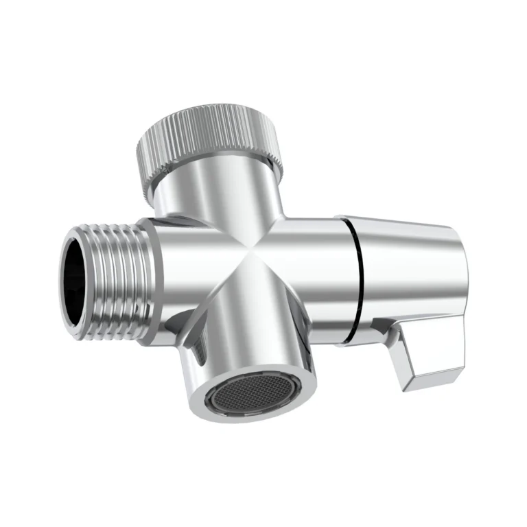 Detail 3D render of metallic faucet diverter by Arc Studio