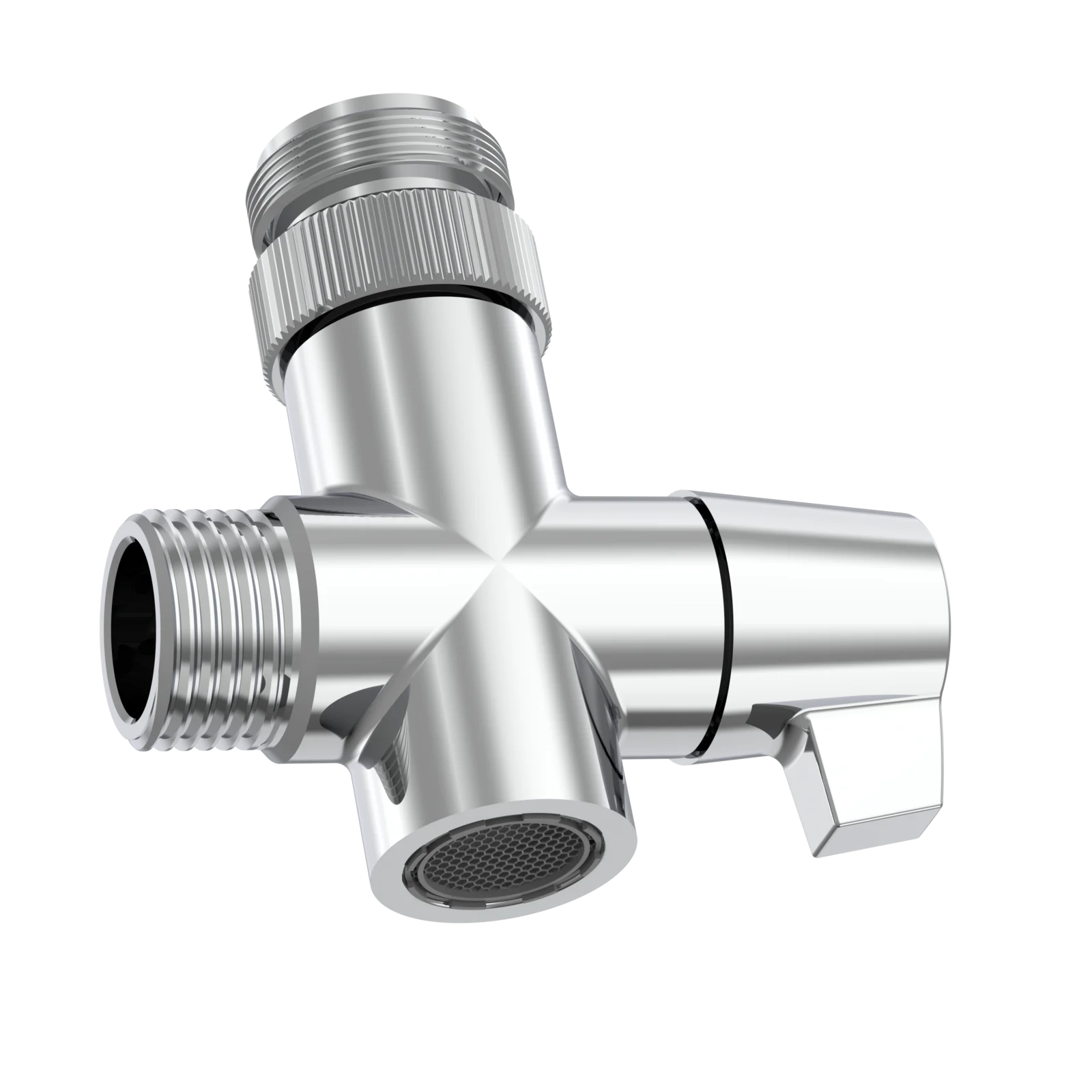 Photorealistic 3D render of a faucet diverter - industrial plumbing component by Arc Studio