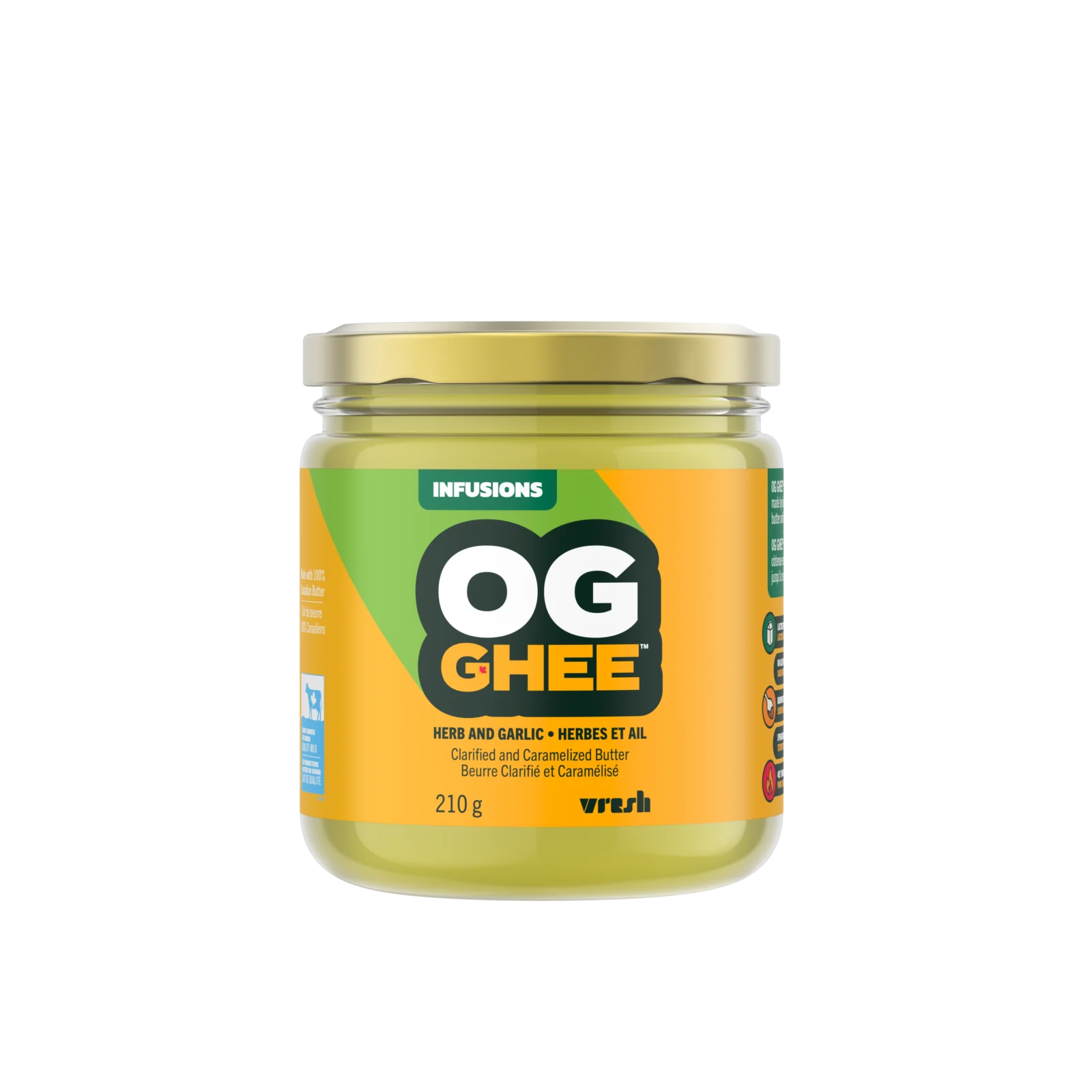 Photorealistic 3D render of a ghee transparent glass jar - FMCG food packaging by Arc Studio