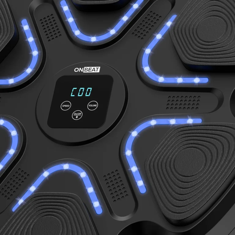 3D render of the OnBeat boxing machine, angled view, by Arc Studio
