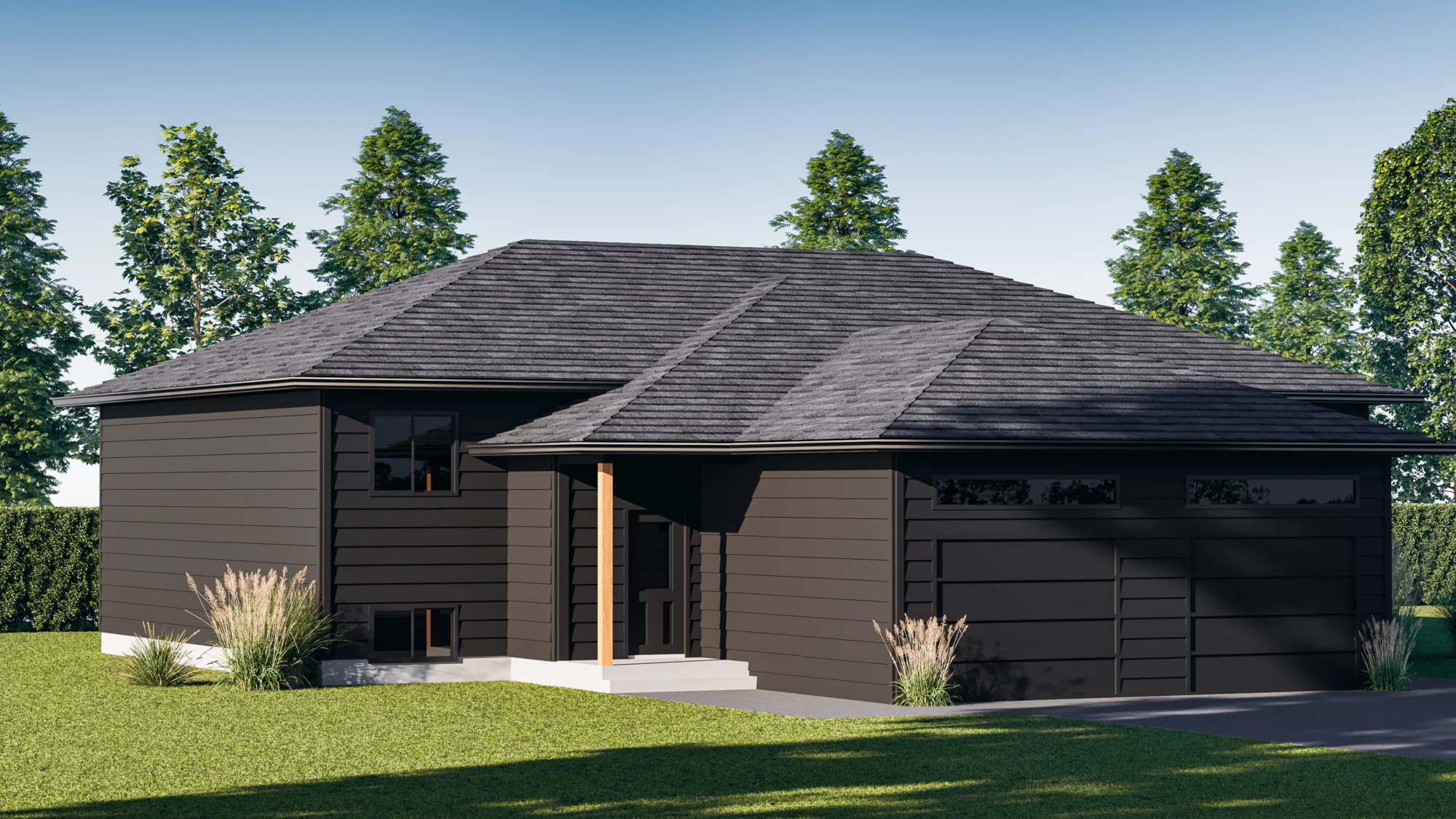 Exterior architectural 3D render of a private residence, day view, by Arc Studio