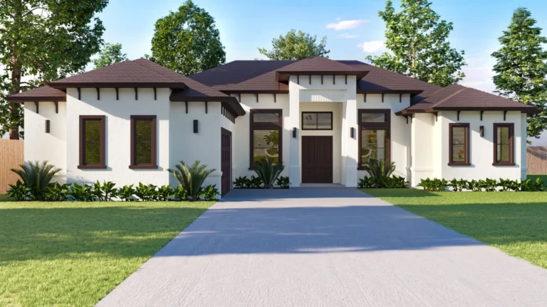 Exterior architectural 3D render of a private residence, detail view, by Arc Studio
