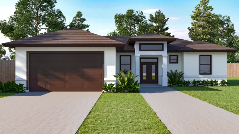 Exterior architectural 3D render of a private residence, hero view, by Arc Studio