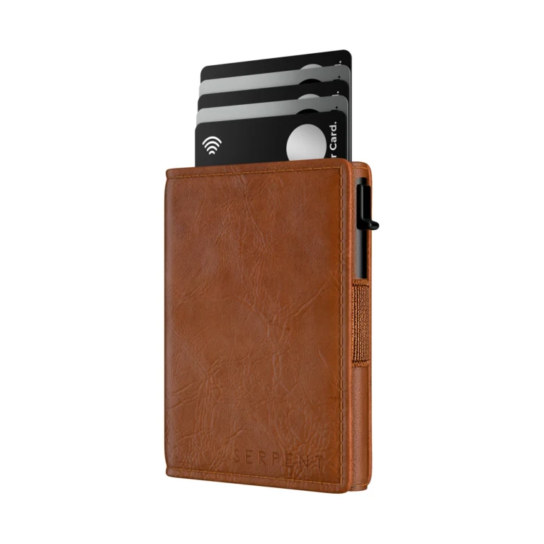 3D render of Serpent leather wallet, angled, by Arc Studio