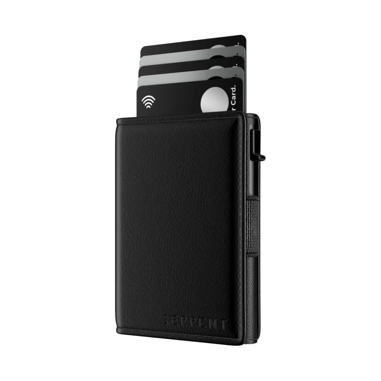 Exploded-view 3D render of Serpent leather wallet by Arc Studio