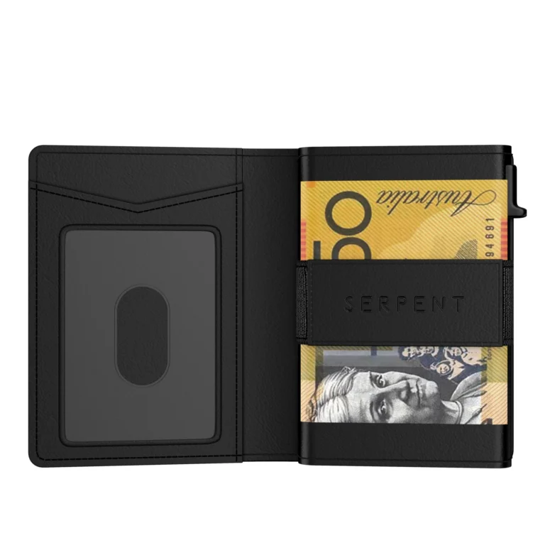 Staged 3D render of Serpent leather wallet by Arc Studio