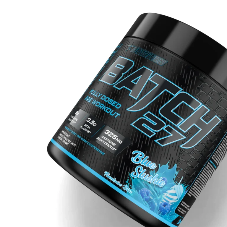 Detail 3D render of raised UV label on TC Nutrition supplement by Arc Studio